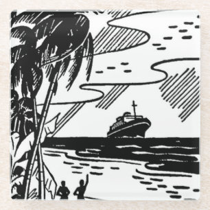 Retro Cruise Ship Glass Coaster