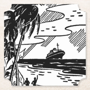 Retro Cruise Ship Paper Coaster