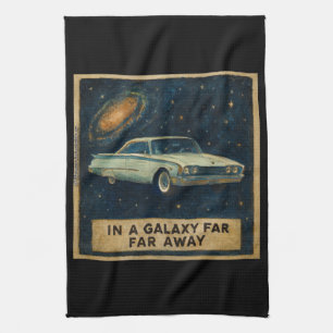 Retro Cruiser in Deep Space Tea Towel