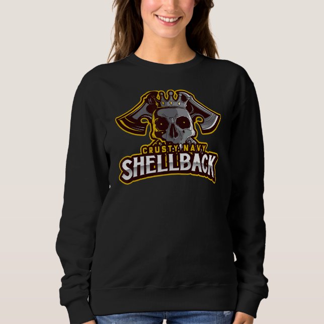 Retro Crusty Navy Shellback Defender Of The Deep Sweatshirt (Front)