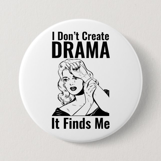 Retro Crying Woman Drama Button (Front)