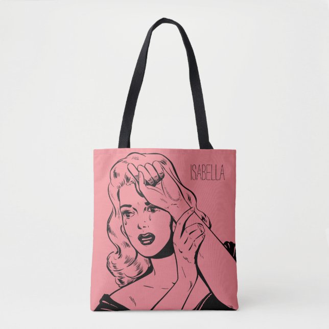 Retro Crying Woman Tote Bag (Front)
