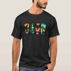 Retro Cryptid Funny Bigfoot Loch Ness Grey Alien L T-Shirt