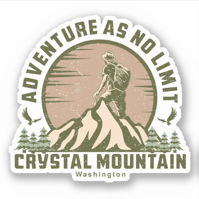 Retro Crystal Mountain Hike Sunset T-Shirt (Front)