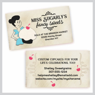 retro cupcake baker frilly apron baking business c business card