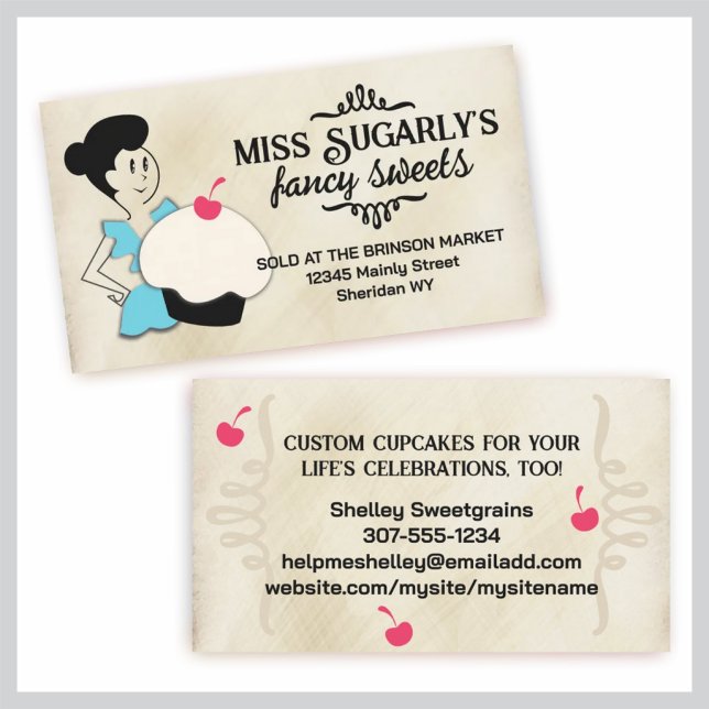 retro cupcake baker frilly apron baking business c card (Creator Uploaded)