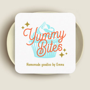 Retro Cupcake Baker Square Business Card