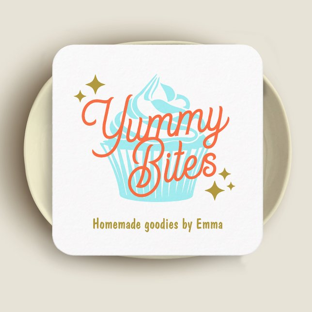 Retro Cupcake Baker Square Business Card (Creator Uploaded)