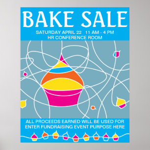 retro CUPCAKE shapes bake sale poster