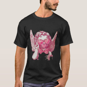 Retro Cupid Valentine Blowing Bubble Bow Vintage C T-Shirt