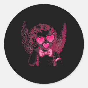 Retro Cupid Valentine Blowing Bubble Vintage Valen Classic Round Sticker