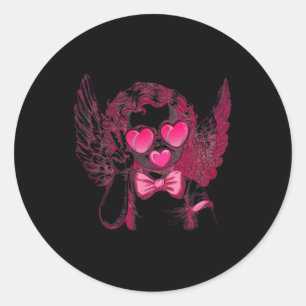 Retro Cupid Valentine Blowing Bubble Vintage Valen Classic Round Sticker