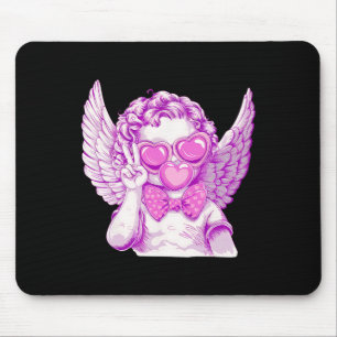 Retro Cupid Valentine Day Cute Retro Cupid Blowing Mouse Pad