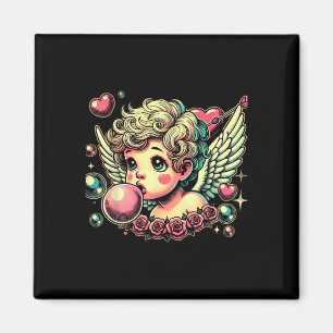 Retro Cupid Valentine Day Cute Vintage Cupid Blowi Magnet