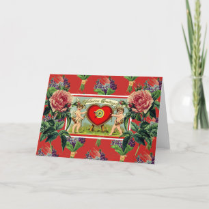 RETRO CUPID VALENTINE'S DAY Folded Greeting Card