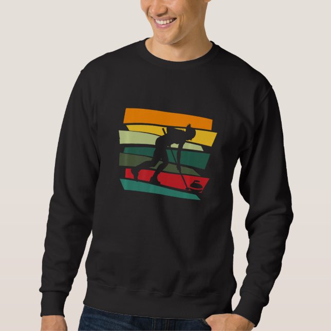 Retro Curling Curling Player  2 Sweatshirt (Front)
