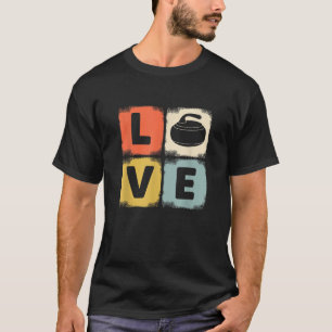 Retro Curling Love Design Curler Winter Ice Sports T-Shirt