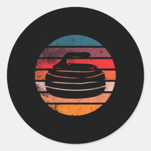 Retro Curling Winter Sports Ski Vintage Curler Sto Classic Round Sticker