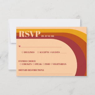 Retro Curved Arch Stripe Wedding RSVP Card