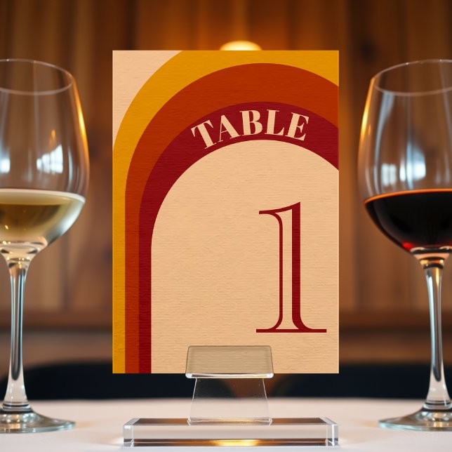 Retro Curved Arch Stripe Wedding Table Number (Retro Curved Arch Stripe Wedding Table Number)
