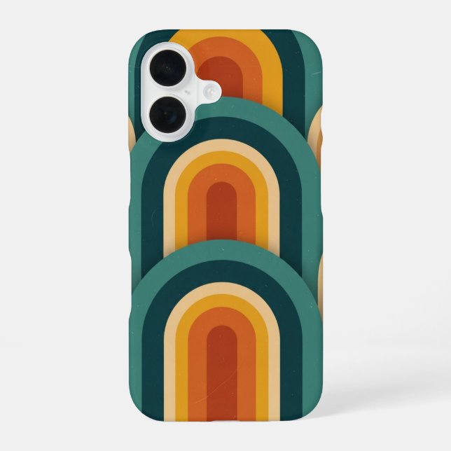 Retro Curved Arches iPhone 16 Case (Back)