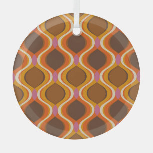 Retro Curves: 60s-70s Wallpaper Texture. Glass Tree Decoration