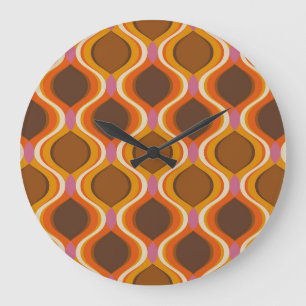 Retro Curves: 60s-70s Wallpaper Texture. Large Clock