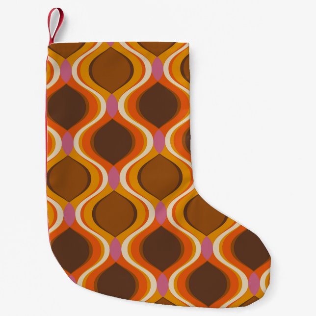 Retro Curves: 60s-70s Wallpaper Texture. Small Christmas Stocking (Front)