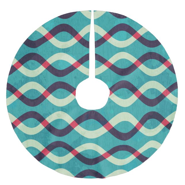 Retro Curves: Grunge Pattern Effect. Brushed Polyester Tree Skirt (Front)
