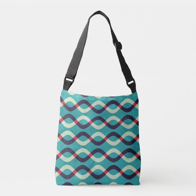 Retro Curves: Grunge Pattern Effect. Crossbody Bag (Front)