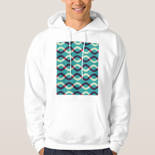 Retro Curves: Grunge Pattern Effect. Hoodie (Front)