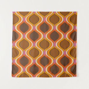 Retro curves seamless pattern. 70s 60s style wallp tapestry
