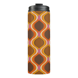Retro curves seamless pattern. 70s 60s style wallp thermal tumbler
