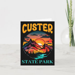Retro Custer State Park Outdoor Camping Hiking Tri Card