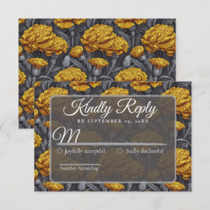 Retro Custom Carnation Inspired Seaside Wedding RSVP Card