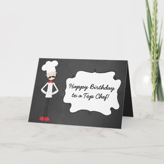 Retro Custom Chef Happy Birthday Greeting Card (Front)