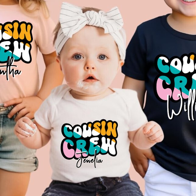 Retro Custom Cousin Crew Add your Name Baby Bodysuit (Creator Uploaded)