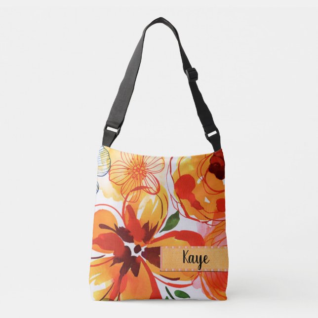 Retro Custom Floral Crossbody Bag (Front)
