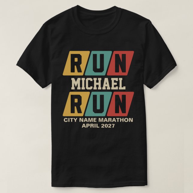 Retro Custom Name Marathon Support T-Shirt (Design Front)