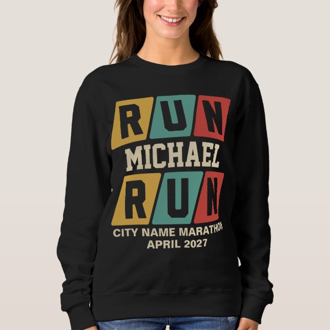 Retro Custom Name Marathon Support Womens Sweatshirt (Front)