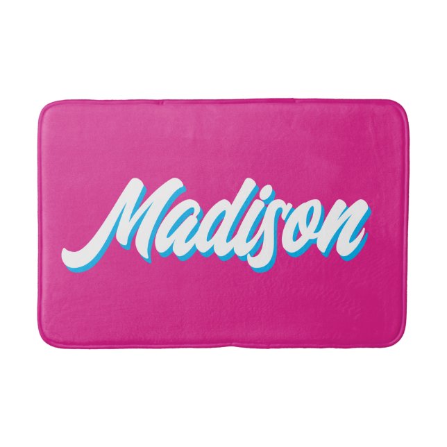 Retro Custom Name Personalised Groovy College Gift Bath Mat (Front)