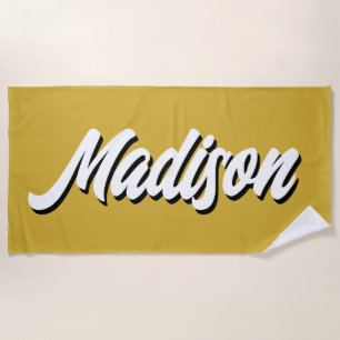 Retro Custom Name Personalised Vintage Pool Groovy Beach Towel