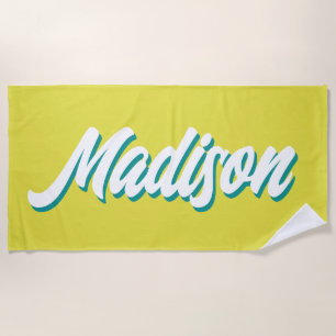 Retro Custom Name Personalised Vintage Pool Groovy Beach Towel
