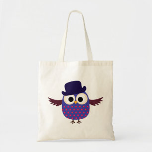 Retro Custom Purple Owl With Hat Tote Bag