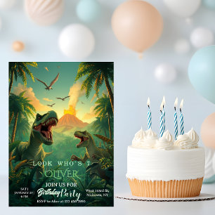 Retro Custom T-rex Dinosaur Kids Birthday  Invitation