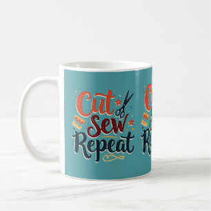 Retro "Cut Sew Repeat" Sewing Lover Design Coffee Mug