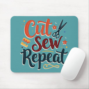Retro "Cut Sew Repeat" Sewing Lover Design Mouse Pad
