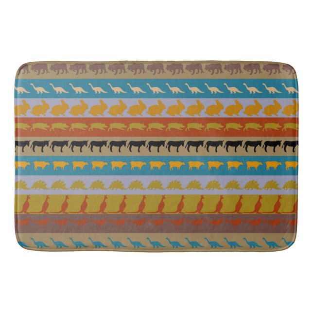 Retro Cute Animals Pattern #8 Bath Mat (Front)