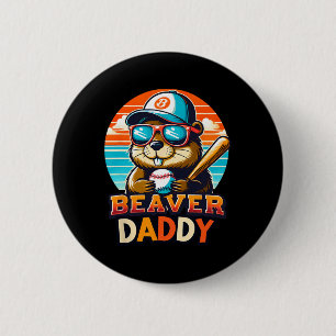 Retro Cute Beaver Daddy Bysebyll Vintage Animal Sp 6 Cm Round Badge