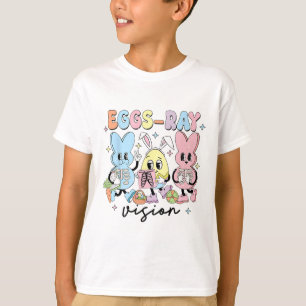 Retro Cute Bunny Eggs Ray Vision Nurse Easter Day T-Shirt